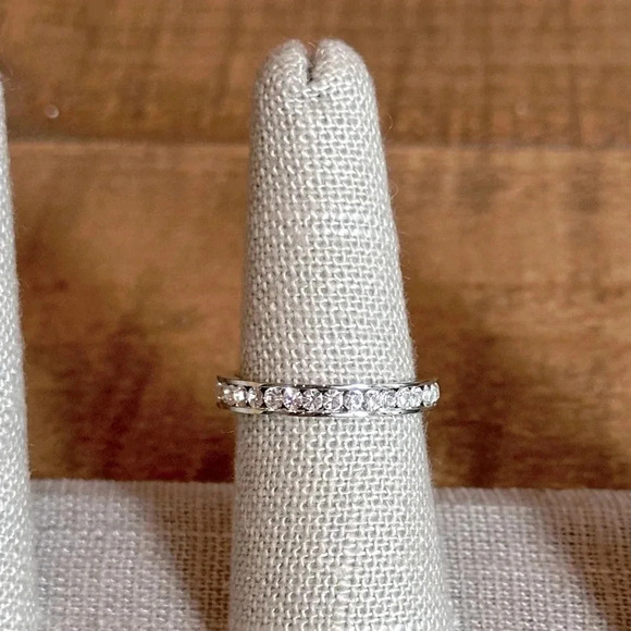 Waterproof CZ Stainless Steel Eternity Band Stack Ring April Birthstone Wedding - Picture 6 of 7